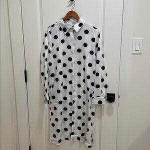 White Polka Dot Button-Up Dress